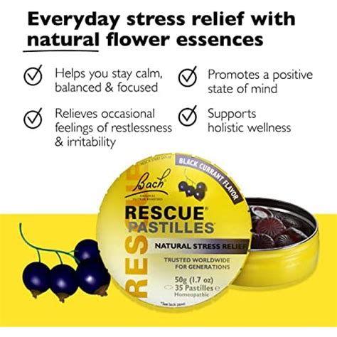 Bach RESCUE PASTILLES, Black Currant Flavor, Natural