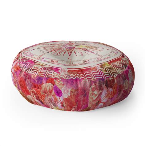 Follow Your Own Path Pink Floor Pillow Round Bianca Green