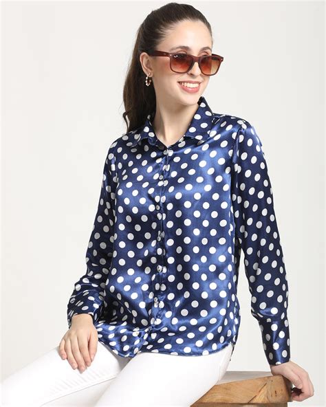 Long Sleeves Satin shirt Polka dot print – The Classy Clothing