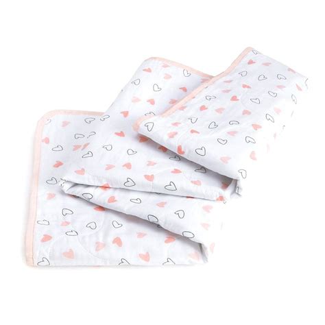 Muslin Pink Hearts Baby Dohars - Organic Cotton | The White Cradle