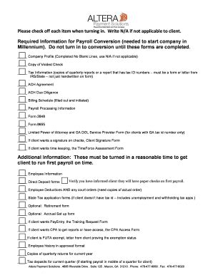 Payroll Conversion Checklist and Forms - Blank Fillable Template | Fill ...