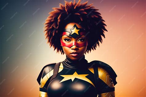 Premium AI Image | Female african american superhero portrait of black ...