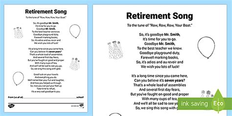 Retirement Song for Teachers | Printable Resource for Kids