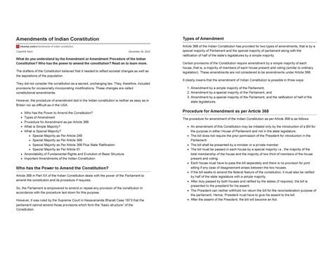 Amendments of Indian Constitution - Clear IAS - ClearIAS Team December ...