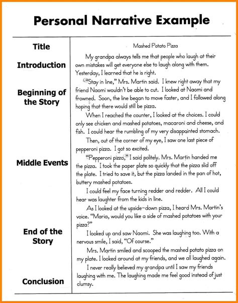 Image result for Personal Narrative Examples 8th Grade