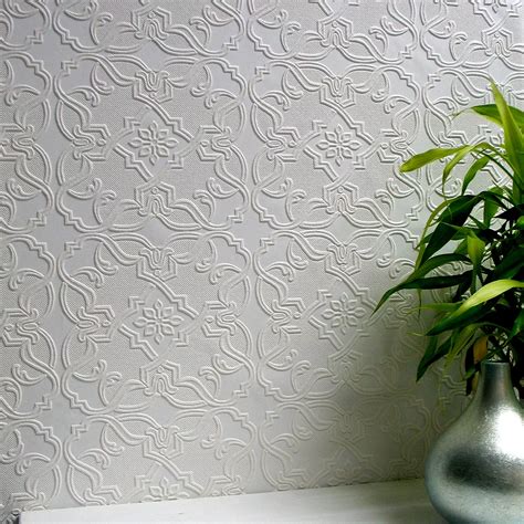 Brewster Home Fashions Maxwell White Paintable Textured Vinyl Wallpaper