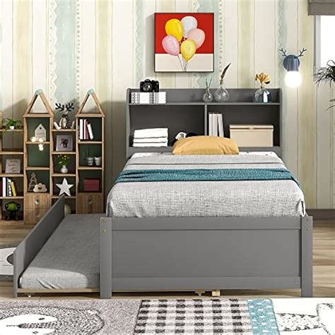 Bellemave Twin Bed with Trundle, Twin Size Platform Bed with India | Ubuy