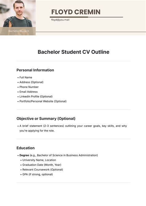 Free Matric Student CV Template to Edit Online
