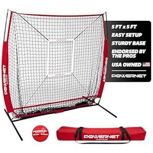 PowerNet 5x5 Practice Net + Strike Zone + Weighted Training Ball Bundle ...