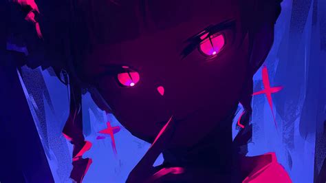 Download wallpaper 1366x768 girl, smile, gesture, pink, anime, art ...