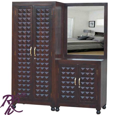 Solid Wood Diamond Design Cabinet and Wardrobe Set With Mirror - RAJ ...