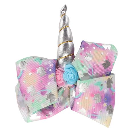 HAMSTER LONDON Cute and Stylish Unicorn Bow Ribbon Hair clip For Girls ...