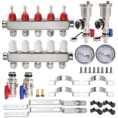 5 Loop Heat Manifold with 1/2 Inch Adapters Included Floor Heating ...