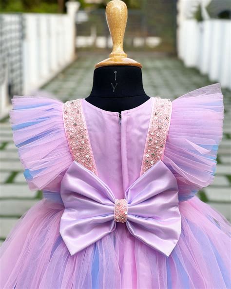 Baby Pink & Sky Blue Premium Baby Girl’s Birthday Frock – Stanwells Kids