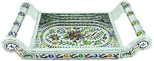 VIBHAVAN Wooden Meenakari Multi Purpose Serving Tray 14.75" : Amazon.in ...