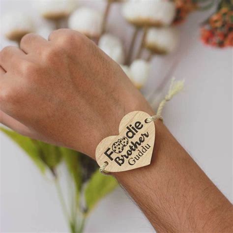 Foodie Brother Personalised Rakhi & Wooden Greeting Card | Rakhi Gifts ...