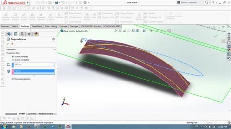 Image result for Projection Curve SolidWorks