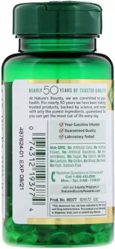 Nature's Bounty Vitamin D3 125 mcg (5000IU), 400 Rapid Release Softgel ...