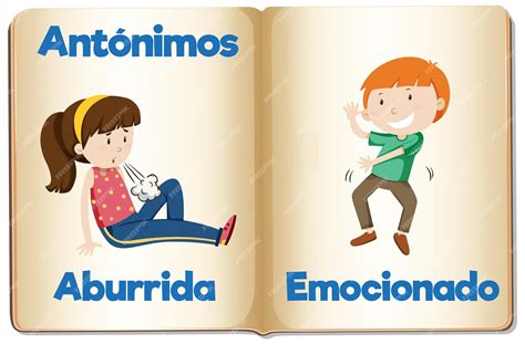 Premium Vector | Spanish language education bored and excited picture card