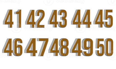 NUMBER 41 TO 50 GOLD SILVER STYLE PNG 23455042 PNG
