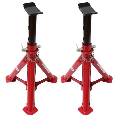 Heavy Duty Red 2 Ton/2T Folding Car/Garage Axle/Jack Stands Pair/Set of ...