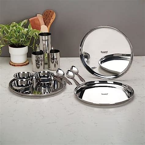 Sumeet Stainless Steel Heavy Gauge Mirror Finish Dinner Set of 12 Pcs ...