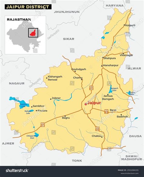 Jaipur District Map City Rajasthan India Stock Vector (Royalty Free) 2551094155 | Shutterstock