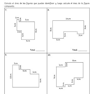 Fichas de área de figuras planas, compuestas y ejercicios