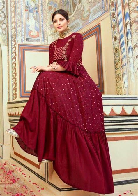 Silver Nexa Long Party Wear Kurtis Catalogue