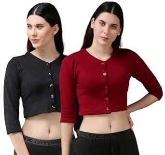 Buy Lux Cottswool Women's Solid Regular (Cottswool_Blouse_Black ...