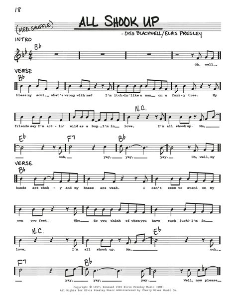 All Shook Up by Elvis Presley Sheet Music for Real Book – Melody ...