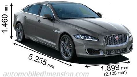 Dimensions of Jaguar cars showing length, width and height