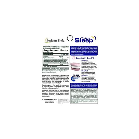 Puritan's Pride Puritan's Pride Tri-Layered Sleep Tablets, 30 Count ...