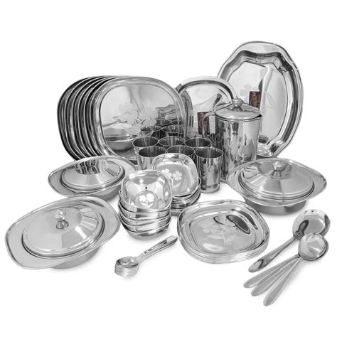CROCKERY WALA AND COMPANY Laser Stainless Steel Dinner Set