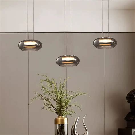 Hdc 1 Light Led Hand-Blown Smoke Glass Ceiling Pendant Light
