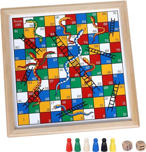 Amazon.com: Gothink Wooden Snakes and Ladders Game - 13 Inch ...