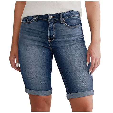 Bwdbhd Shorts Women Jeans Shorts Women Knee-Length Shorts Denim Stretch ...