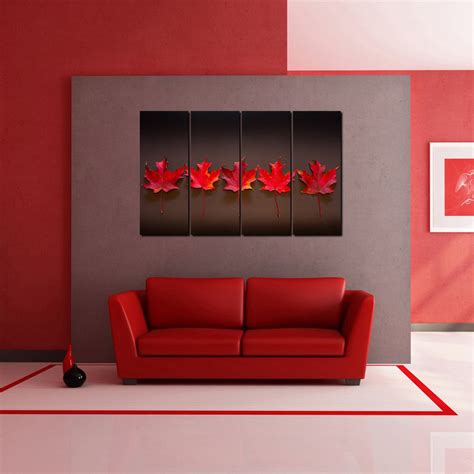 999STORE Multiple Frames Pink Leaves Art Panels Like Painting - 4 ...