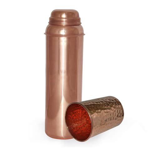Buy Dungri India Copper Bottle With 1 Hammered Copper Tumbler Glass For ...