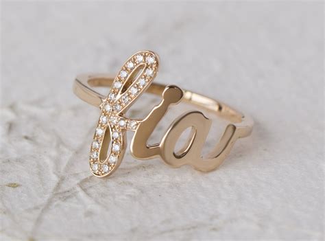 Solid Gold Name, 14K Name Ring, 18K Name, Push Gift Jewelry, Push ...