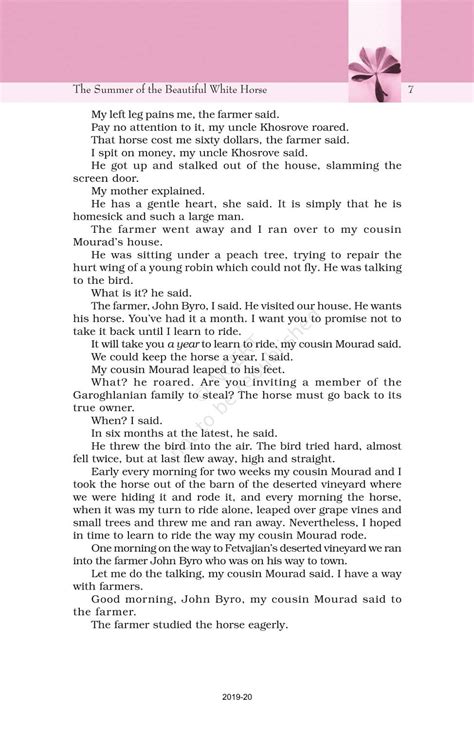 The Summer Of The Beautiful White Horse - NCERT Book of Class 11 ...