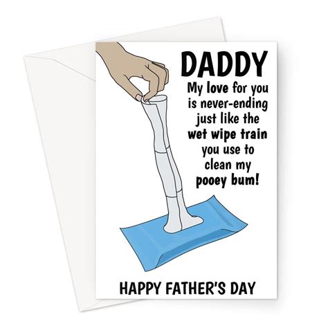 Happy Father's Day Card - Funny Wet Wipe Joke - A5 Greetings Card ...