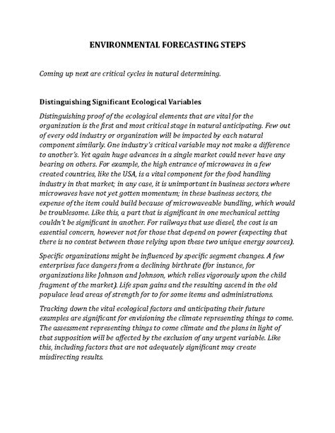 Environmental Forecasting Steps - ENVIRONMENTAL FORECASTING STEPS ...