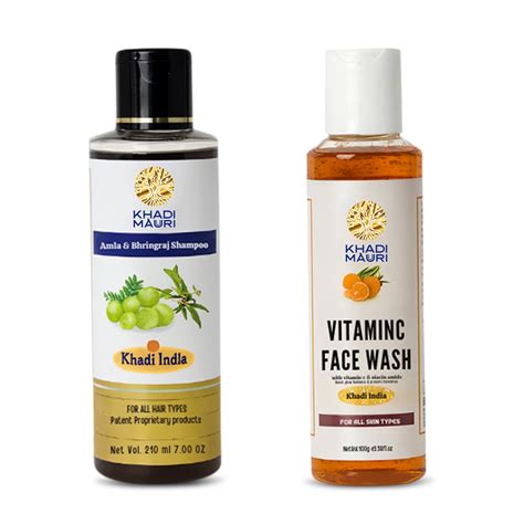 Khadi Mauuri Amla Bhringraj Shampoo & Vitam C Face Wash 210 ml & 100ml
