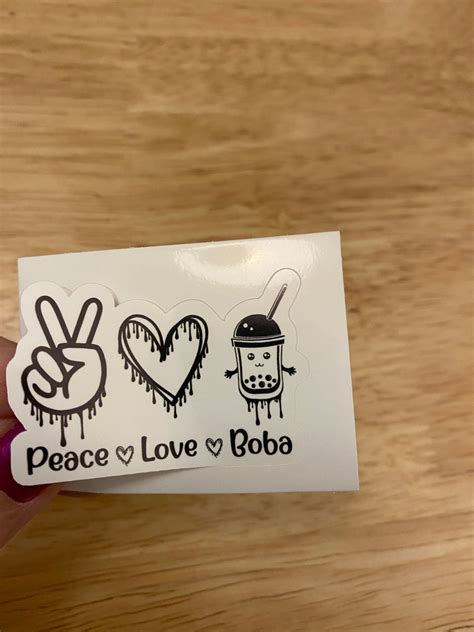 Peace Love Boba Tea Sticker, Boba Sticker, Boba Tea Sticker, Cute Bobba ...