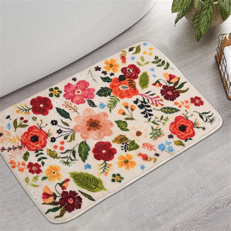 bsheuancek Floral Bathroom Rugs Cute Bath Mat Small, Flower Rug Non ...