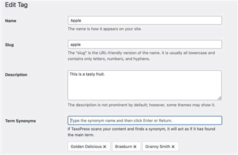 Synonyms and Linked Terms in the Database (Pro) - TaxoPress