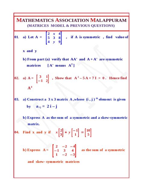 Image result for Math Questions Matrix