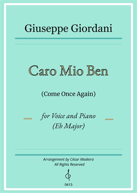 Caro Mio Ben (Come Once Again) - Eb Major - Voice and Piano (Individual ...