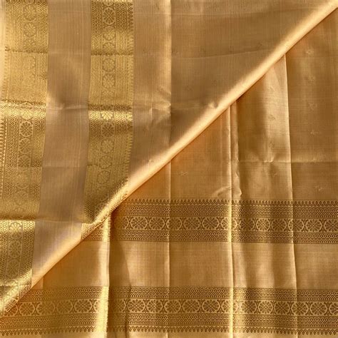 Champagne Designer Pure Silk Saree With Metallic Gold Border – NAVARASAM